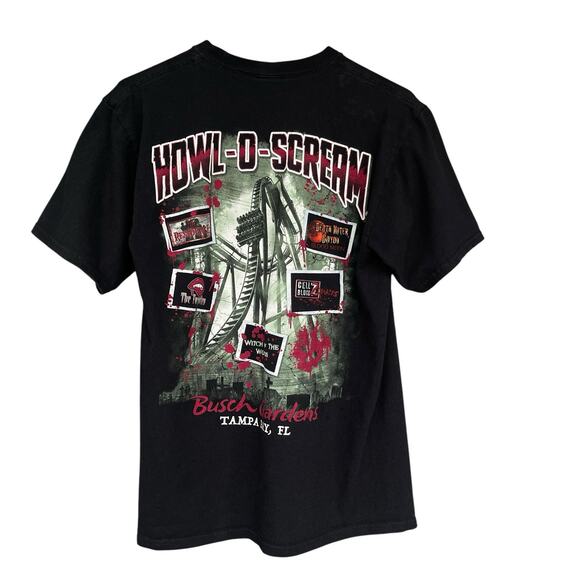 Busch Gardens Mens Shirt Small Howl-O-Scream Halloween Scary Black Amusement - Picture 1 of 9